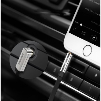 Ugreen flat angled cable AUX audio cable 3.5 mm mini jack 0.5 m black (AV119 10596)