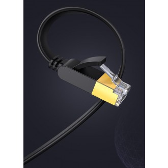 Ugreen Flat Cable Internet Network Cable Ethernet Patchcord RJ45 Cat 7 STP LAN 10 Gbps 10m Black (NW106 11265)