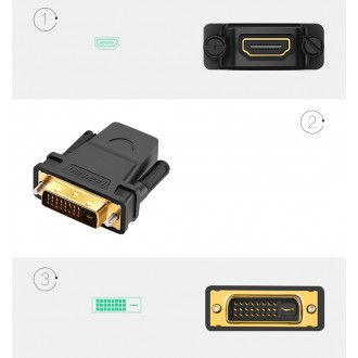 Ugreen HDMI adapter (female) - DVI 24 + 1 (male) FHD 60 Hz black (20124)