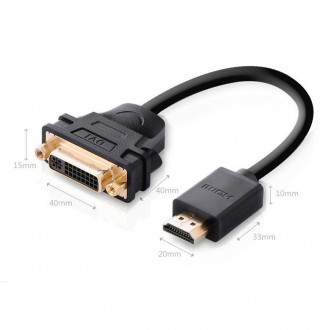 Ugreen cable cable adapter adapter DVI 24 + 5 pin (female) - HDMI (male) 22 cm black (20136)