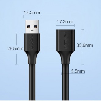 Ugreen cable cord extension adapter USB 3.0 (female) - USB 3.0 (male) 1.5 m black (US129 30126)