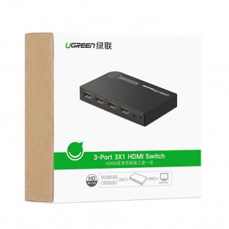 Ugreen switch splitter splitter switch HDMI - 3x HDMI 3D 4K 7.5 Gbps 36 bit per channel black (40234)