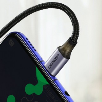 Ugreen angle cable USB Type C - USB Type C Power Delivery 60 W 20 V 3 A 1 m black-gray cable (US255 50123)