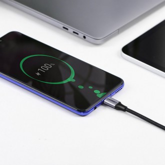 Ugreen angle cable USB Type C - USB Type C Power Delivery 60 W 20 V 3 A 1 m black-gray cable (US255 50123)