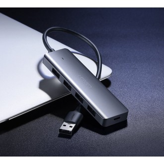 Ugreen USB HUB – 4x USB 3.2 Gen 1 s micro USB napájecím portem šedý (CM219 50985)