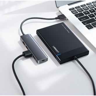 Ugreen USB HUB – 4x USB 3.2 Gen 1 s micro USB napájecím portem šedý (CM219 50985)