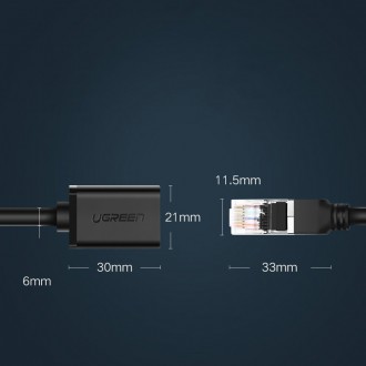 Ugreen Extension Cable Ethernet RJ45 Cat 6 FTP 1000Mbps 3m Black (NW112 11282)
