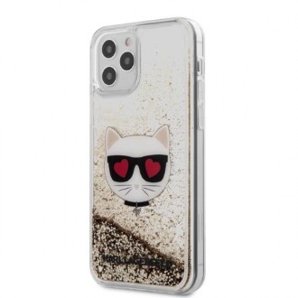 Karl Lagerfeld KLHCP12LLCGLGO iPhone 12 Pro Max 6,7&quot; zlatý/zlatý pevný obal Liquid Glitter Choupette