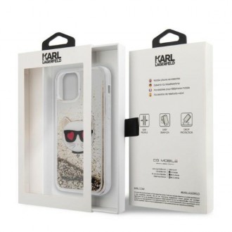 Karl Lagerfeld KLHCP12LLCGLGO iPhone 12 Pro Max 6,7&quot; zlatý/zlatý pevný obal Liquid Glitter Choupette