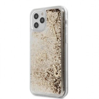 Guess GUHCP12LGLHFLGO iPhone 12 Pro Max 6,7&quot; zlatý/zlatý pevný obal Glitter Charms