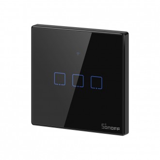 Sonoff T3EU3C-TX three-channel touch Wi-Fi wireless wall smart switches RF 433 MHz black (IM190314020)