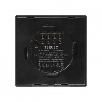Sonoff T3EU3C-TX three-channel touch Wi-Fi wireless wall smart switches RF 433 MHz black (IM190314020)