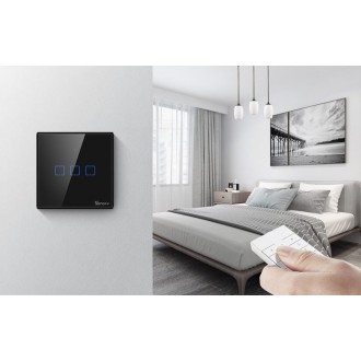 Sonoff T3EU3C-TX three-channel touch Wi-Fi wireless wall smart switches RF 433 MHz black (IM190314020)