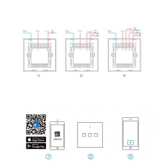Sonoff T3EU3C-TX three-channel touch Wi-Fi wireless wall smart switches RF 433 MHz black (IM190314020)
