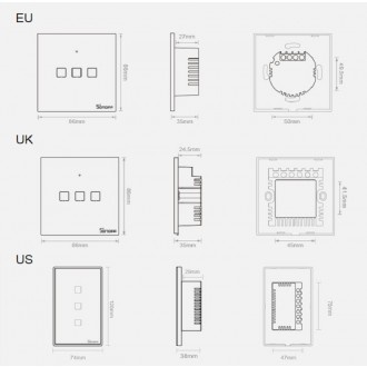 Sonoff T3EU3C-TX three-channel touch Wi-Fi wireless wall smart switches RF 433 MHz black (IM190314020)