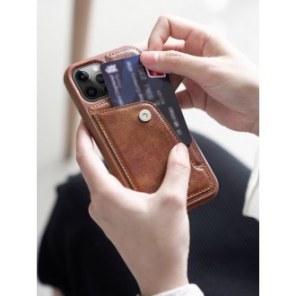Nillkin Aoge Leather Case genuine leather protective wallet cover iPhone 12 Pro / iPhone 12 brown