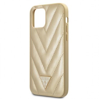 Guess GUHCP12SPUVQTMLBE iPhone 12 mini 5,4&quot; zlatý/zlatý pevný obal V-Quilted Collection