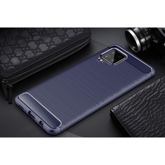 Carbon Case Flexible Cover TPU Case for Samsung Galaxy A42 5G blue