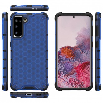 Honeycomb Case armor cover with TPU Bumper for Samsung Galaxy S21 5G blue