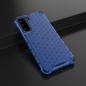 Honeycomb Case armor cover with TPU Bumper for Samsung Galaxy S21 5G blue