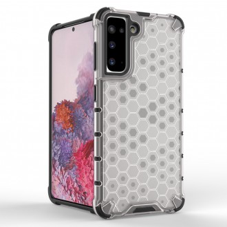 Honeycomb Case armor cover with TPU Bumper for Samsung Galaxy S21 5G transparent