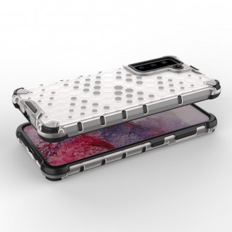 Honeycomb Case armor cover with TPU Bumper for Samsung Galaxy S21 5G transparent