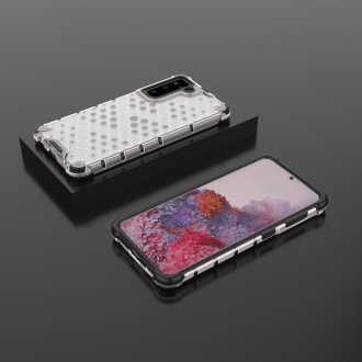 Honeycomb Case armor cover with TPU Bumper for Samsung Galaxy S21 5G transparent