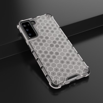 Honeycomb Case armor cover with TPU Bumper for Samsung Galaxy S21 5G transparent