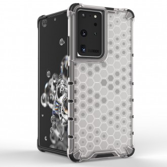 Honeycomb Case armor cover with TPU Bumper for Samsung Galaxy S21 Ultra 5G transparent