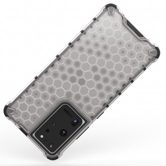 Honeycomb Case armor cover with TPU Bumper for Samsung Galaxy S21 Ultra 5G transparent