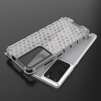 Honeycomb Case armor cover with TPU Bumper for Samsung Galaxy S21 Ultra 5G transparent