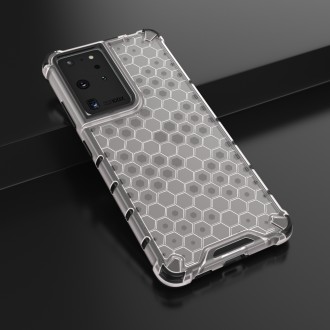 Honeycomb Case armor cover with TPU Bumper for Samsung Galaxy S21 Ultra 5G transparent