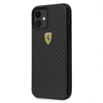 Ferrari FERCAHCP12SBK iPhone 12 mini 5,4&quot; černý/černý pevný obal On Track Real Carbon