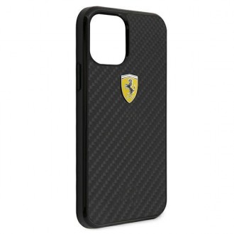 Ferrari FERCAHCP12SBK iPhone 12 mini 5,4&quot; černý/černý pevný obal On Track Real Carbon