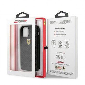 Ferrari FERCAHCP12SBK iPhone 12 mini 5,4&quot; černý/černý pevný obal On Track Real Carbon