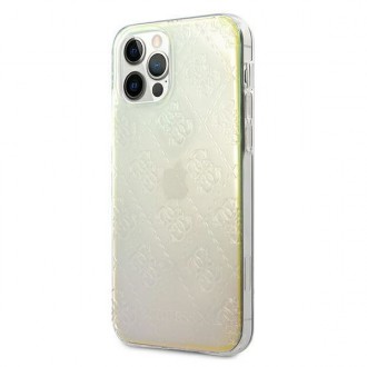 Guess GUHCP12L3D4GIRBL iPhone 12 Pro Max 6,7&quot; opálový/duhový pevný obal 4G kolekce 3D vzorů