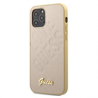 Guess GUHCP12LPUILGLG iPhone 12 Pro Max 6,7&quot; zlatý/zlatý pevný obal Iridescent Love Script Gold Logo