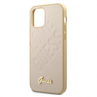 Guess GUHCP12LPUILGLG iPhone 12 Pro Max 6,7&quot; zlatý/zlatý pevný obal Iridescent Love Script Gold Logo