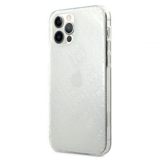 Guess GUHCP12M3D4GTR iPhone 12/12 Pro 6,1&quot; průhledné pevné pouzdro 4G 3D Pattern Collection