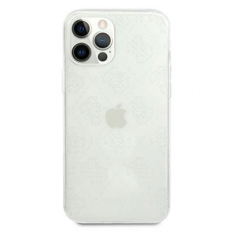 Guess GUHCP12M3D4GTR iPhone 12/12 Pro 6,1&quot; průhledné pevné pouzdro 4G 3D Pattern Collection