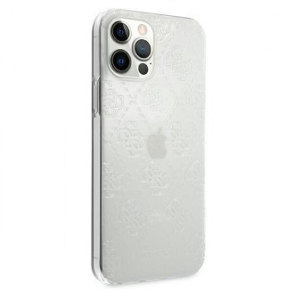 Guess GUHCP12M3D4GTR iPhone 12/12 Pro 6,1&quot; průhledné pevné pouzdro 4G 3D Pattern Collection