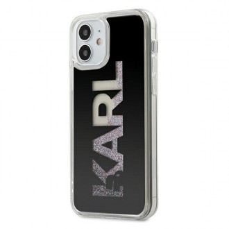 Karl Lagerfeld KLHCP12SKLMLBK iPhone 12 mini 5,4&quot; černý/černý pevný obal Karl Logo Glitter