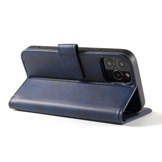 Magnet Case elegant bookcase type case with kickstand for iPhone 12 Pro / iPhone 12 blue