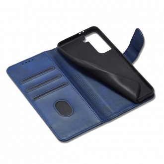 Magnet Case elegant bookcase type case with kickstand for Samsung Galaxy S21+ 5G (S21 Plus 5G) blue