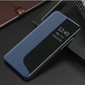 Eco Leather View Case elegant bookcase type case with kickstand for Huawei P Smart 2021 blue
