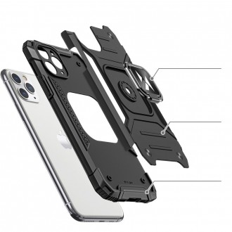 Wozinsky Ring Armor Case Kickstand Tough Rugged Cover for iPhone 11 Pro pink