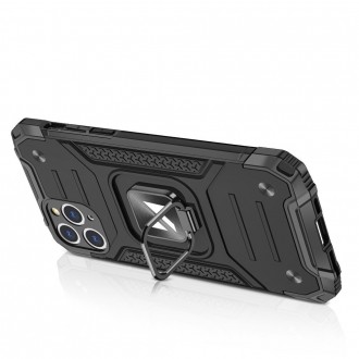 Wozinsky Ring Armor Case Kickstand Tough Rugged Cover for iPhone 11 Pro pink