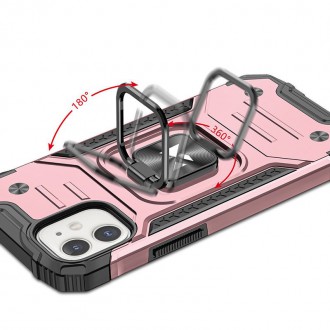 Wozinsky Ring Armor Case Kickstand Tough Rugged Cover for iPhone 12 mini pink