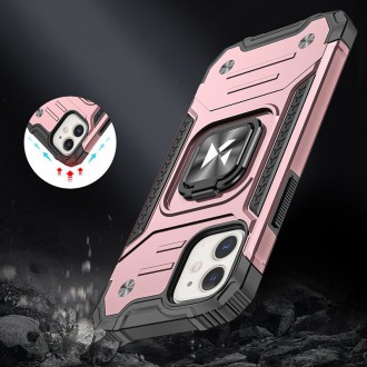 Wozinsky Ring Armor Case Kickstand Tough Rugged Cover for iPhone 12 mini pink