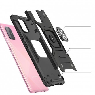 Wozinsky Ring Armor Case Kickstand Tough Rugged Cover for Samsung Galaxy A71 5G black